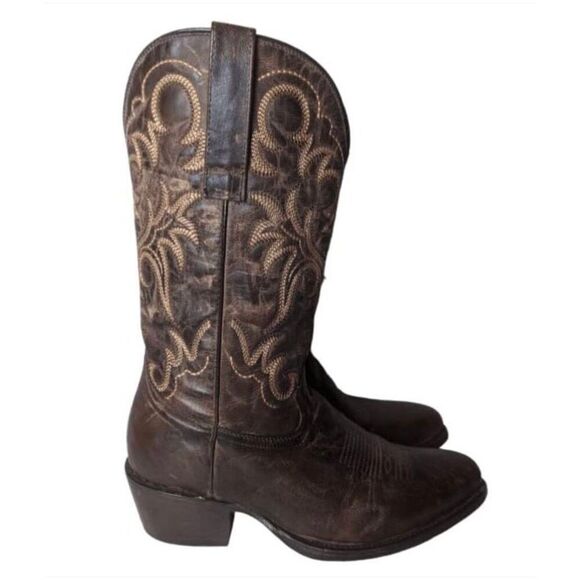 J.B. DILLON Brown Distressed Leather Western Boot Size 7EE - Picture 3 of 10